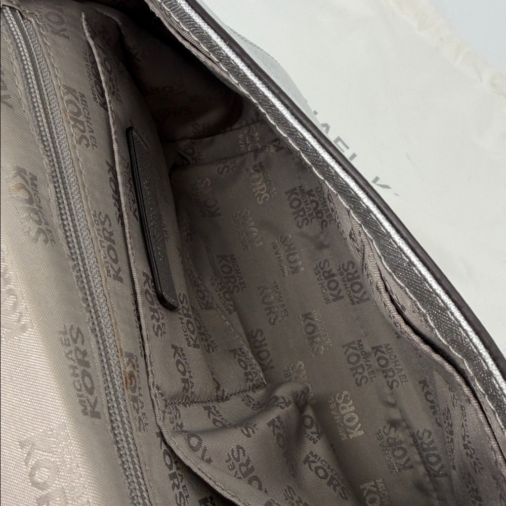 Michael Kors Silver Leather Small Ava Crystals Embellished Top Handle Bag Rare - Picture 5 of 12